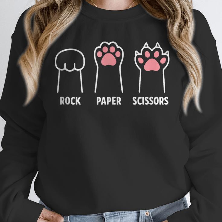 Rock Paper Scissors Hand Game Cute Paw Cat Introvert Unisex Sweatshirt