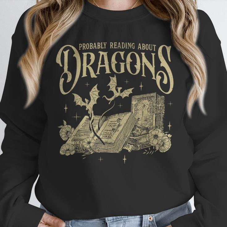 Romantasy Reader Book Reading Probably Reading About Dragons Unisex Sweatshirt