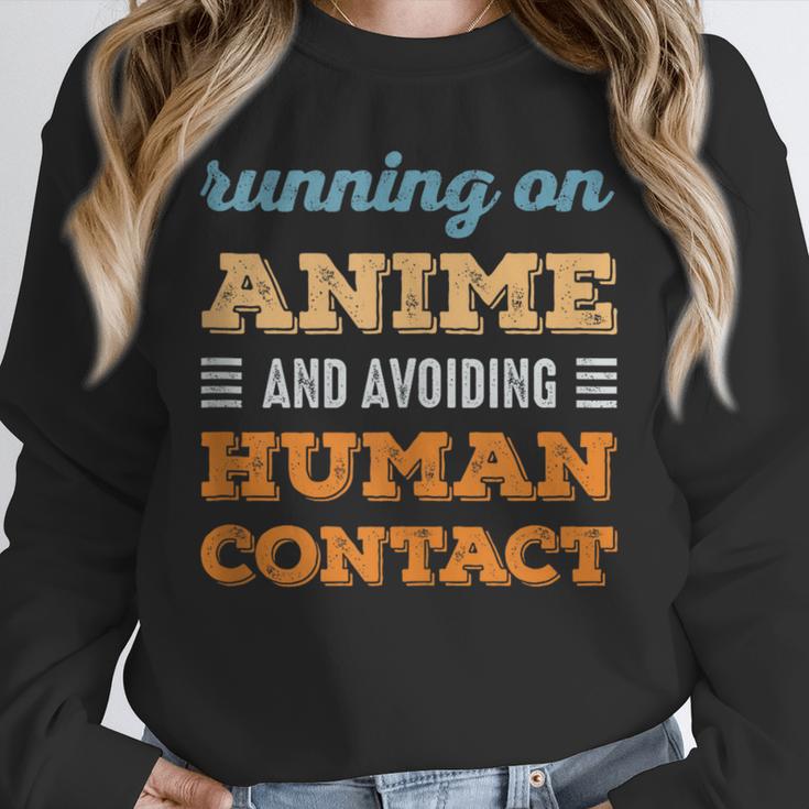 Running On Anime Social Introvert Humor Vintage Unisex Sweatshirt