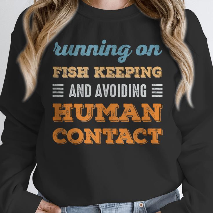 Running On Fish Keeping Social Introvert Humor Vintage Unisex Sweatshirt
