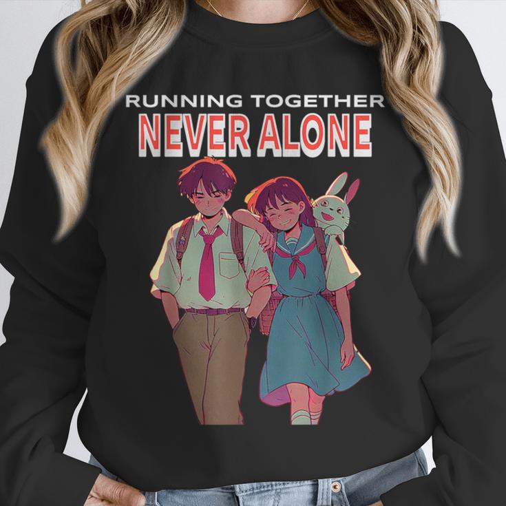 Running Together Always Connected Anime Nostalgia Message Unisex Sweatshirt