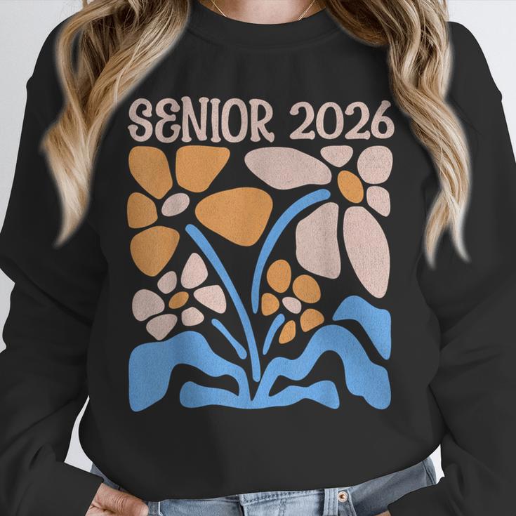 Senior 2026 Retro Groovy Flowers Graduation Unisex Sweatshirt