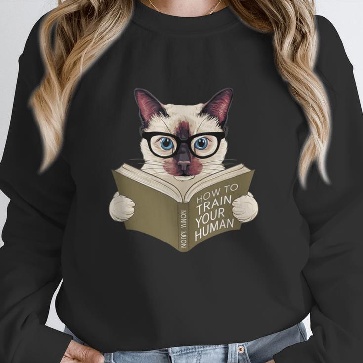 Siamese Cat Reading Book How To Train Your Human Humorous Unisex Sweatshirt Siamese Cat Reading Book How To Train Your Human Humorous Unisex Sweatshirt