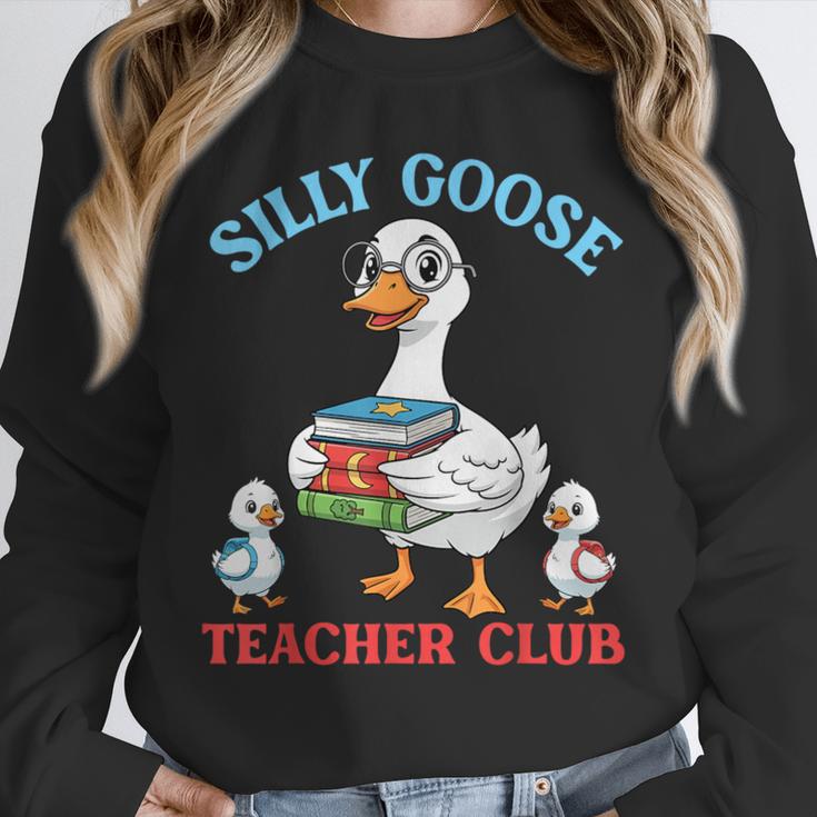 Silly Goose With Books Teacher Club School Educator Unisex Sweatshirt