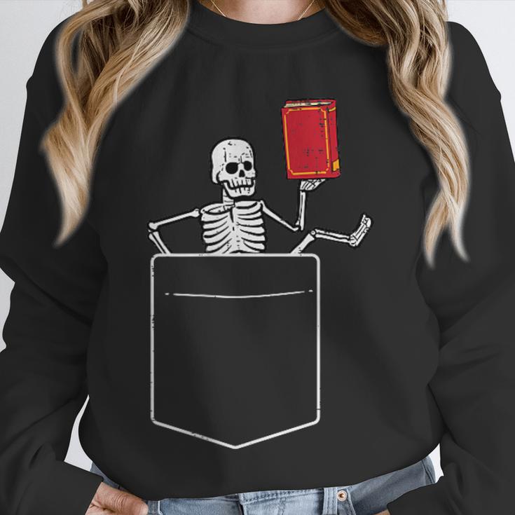 Skeleton Books Read Book Reading Librarian Across America Unisex Sweatshirt
