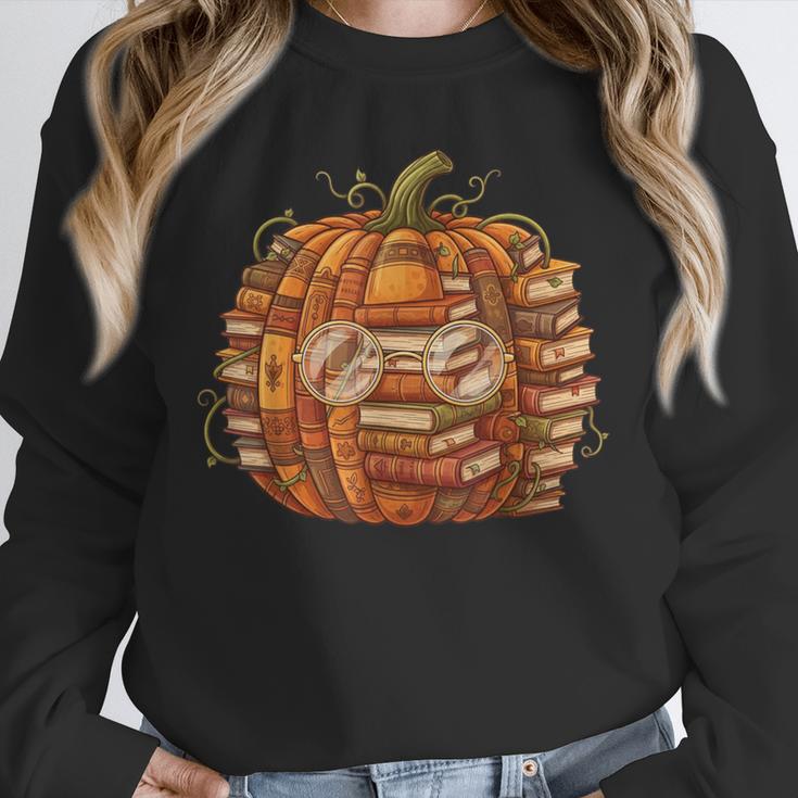 Smart Book Pumpkin Retro Fall Teacher Reading Halloween Unisex Sweatshirt