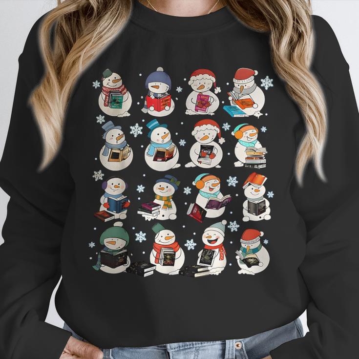 Snowman Reading Book Christmas Cozy Book Lover Bookish Unisex Sweatshirt