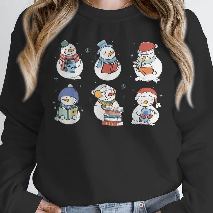 Snowman Reading Book Santa Christmas Bookish Teacher Unisex Sweatshirt
