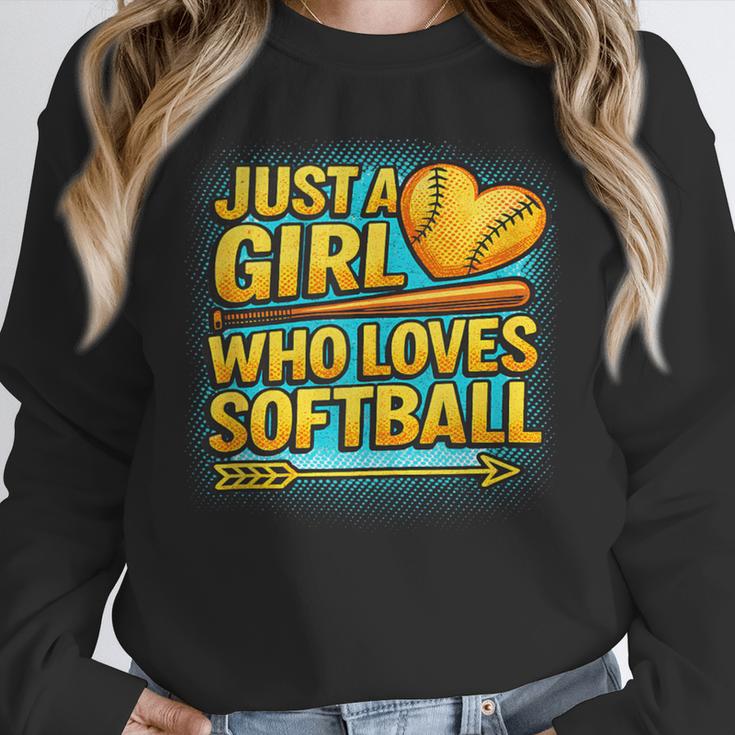 Softball Just A Girl Comic Book Style Graphic For Teens Unisex Sweatshirt