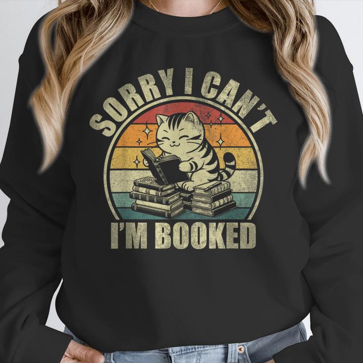 Sorry I Can't I'm Booked Reading For Cat Lover For Men Women Unisex Sweatshirt