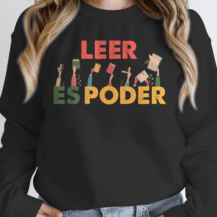 Spanish Reading Book Lover Teacher Maestra Leer Es Poder For Men Women Unisex Sweatshirt