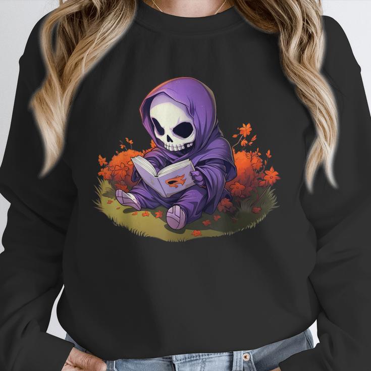Spooky Grim Reaper Reading A Book Cute Creepy Halloween Unisex Sweatshirt Spooky Grim Reaper Reading A Book Cute Creepy Halloween Unisex Sweatshirt