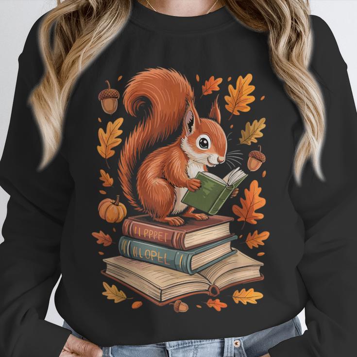 Squirrel Reading Book Lovers Fall Leaves Library Books Unisex Sweatshirt Squirrel Reading Book Lovers Fall Leaves Library Books Unisex Sweatshirt