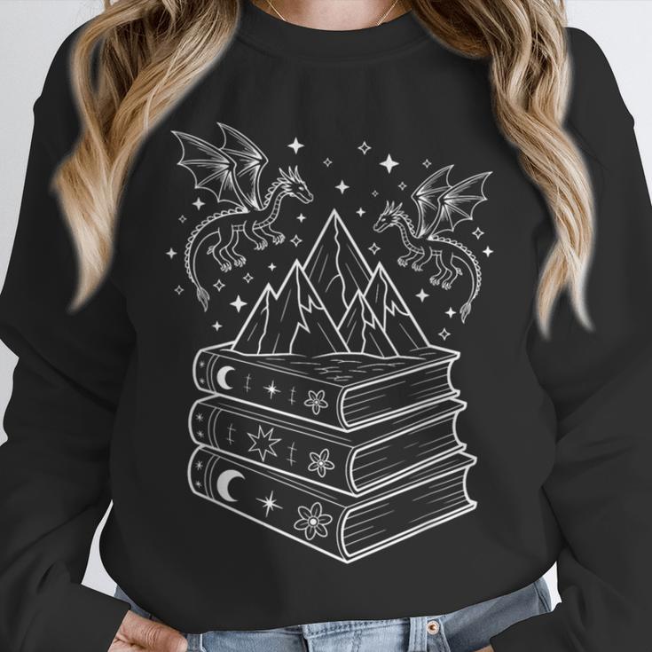 Stack Of Books And Dragons Bookworm Fantasy Books Lover Unisex Sweatshirt