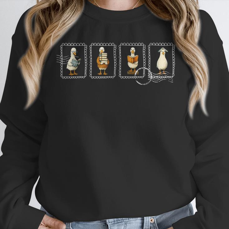 Stamp Silly Goose Reading Book Librarian Bookish Teacher Unisex Sweatshirt Stamp Silly Goose Reading Book Librarian Bookish Teacher Unisex Sweatshirt