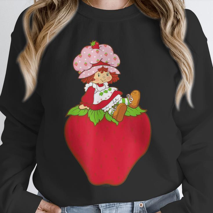 Strawberry Shortcake Sitting On Strawberry Retro Nostalgia Unisex Sweatshirt