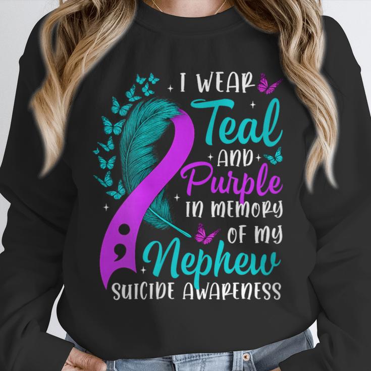 Suicide Awareness I Wear Teal Purple In Memory Of My Nephew Unisex Sweatshirt