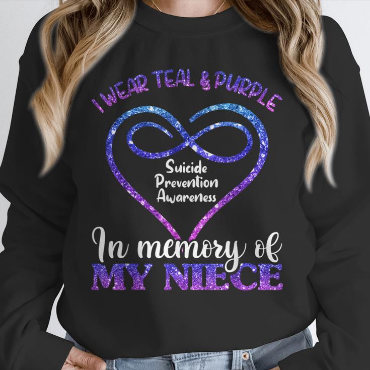 Suicide Prevention Shirt Teal & Purple In Memory Of Niece Unisex Sweatshirt