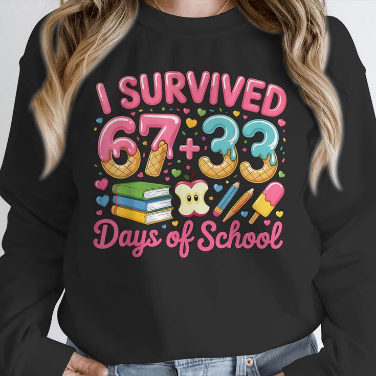 Survived 67 Days Of School Ice Cream Drip Apple Pencil Book Unisex Sweatshirt Survived 67 Days Of School Ice Cream Drip Apple Pencil Book Unisex Sweatshirt