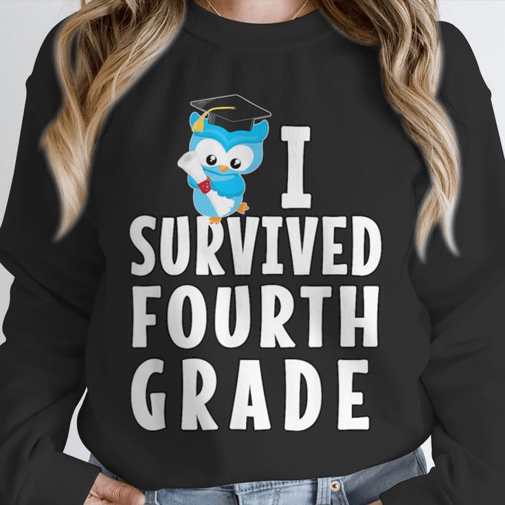 I Survived Fourth Grade Graduation Kids Owl Grad Unisex Sweatshirt
