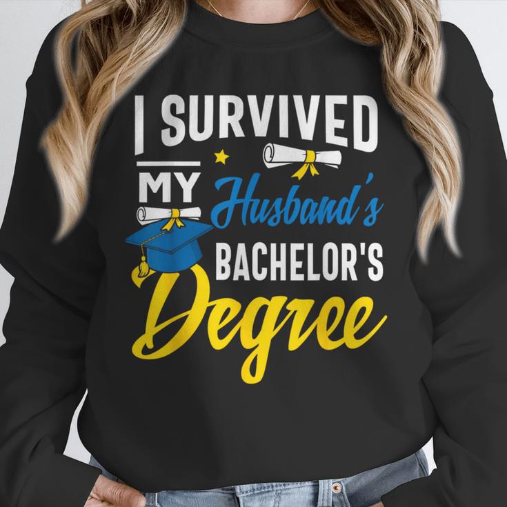 i Survived My Husbands Bachelors Degree Graduation Gifts Unisex Sweatshirt