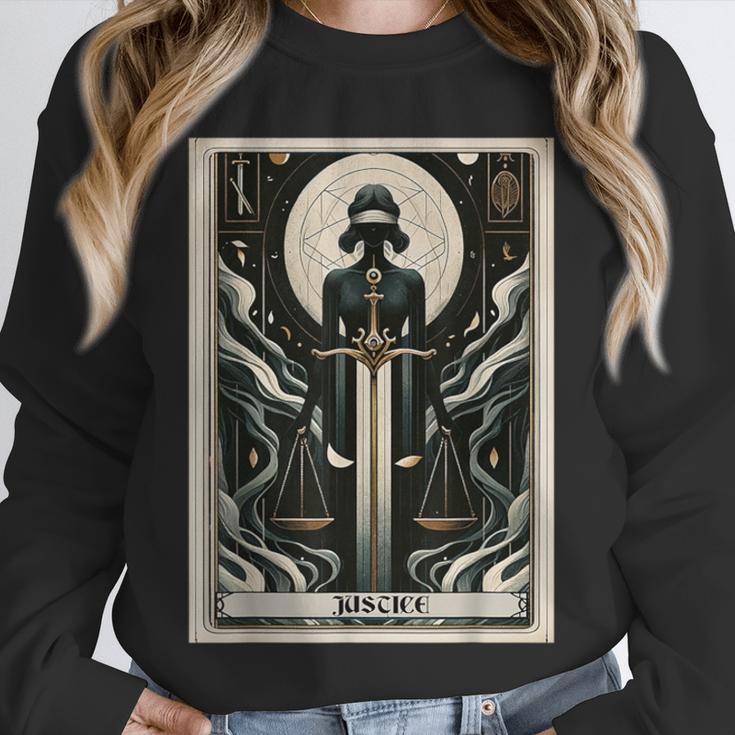 Tarot Cards Guide Book Esoteric Mysticism Clothing Tarot Card Justice Unisex Sweatshirt
