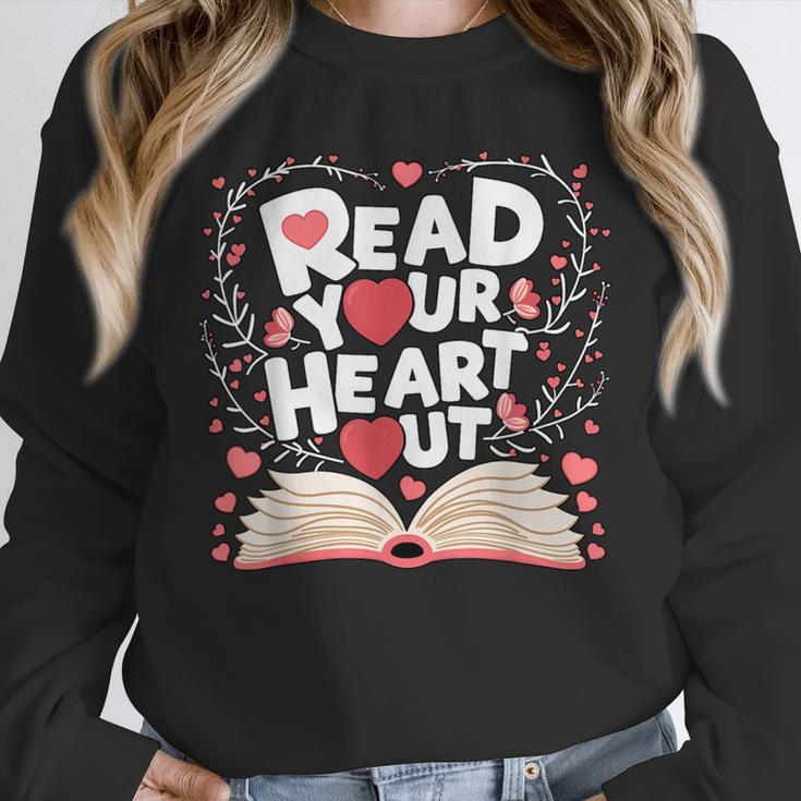 Teach Inspire Grow Everyday Read Your Heart Out Valentine Book-Themed Small Unisex Sweatshirt