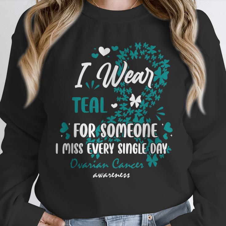 Teal Ovarian Cancer Angel Memory Warrior Support Family Unisex Sweatshirt