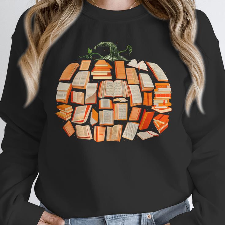 Thanksgiving Fall Books Pumpkins Vintage Library Teacher Kid Unisex Sweatshirt