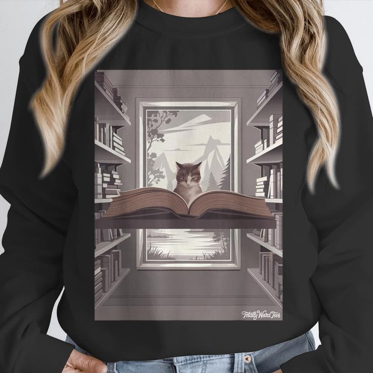 Totally Weird Tees Cat Library Book Reading Literary Unisex Sweatshirt Totally Weird Tees Cat Library Book Reading Literary Unisex Sweatshirt