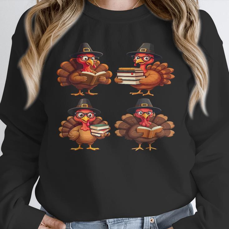 Turkey Reading Books Shirt Thanksgiving Turkey Bookworm Unisex Sweatshirt
