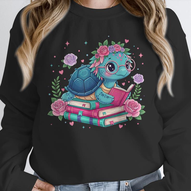 Turtle Bookworm Reading Book Bookworm Book Nerd Cute Graphic Unisex Sweatshirt