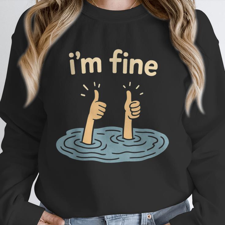 Two Thumbs Up I'm Fine Sarcastic Meme Introvert Humor Unisex Sweatshirt