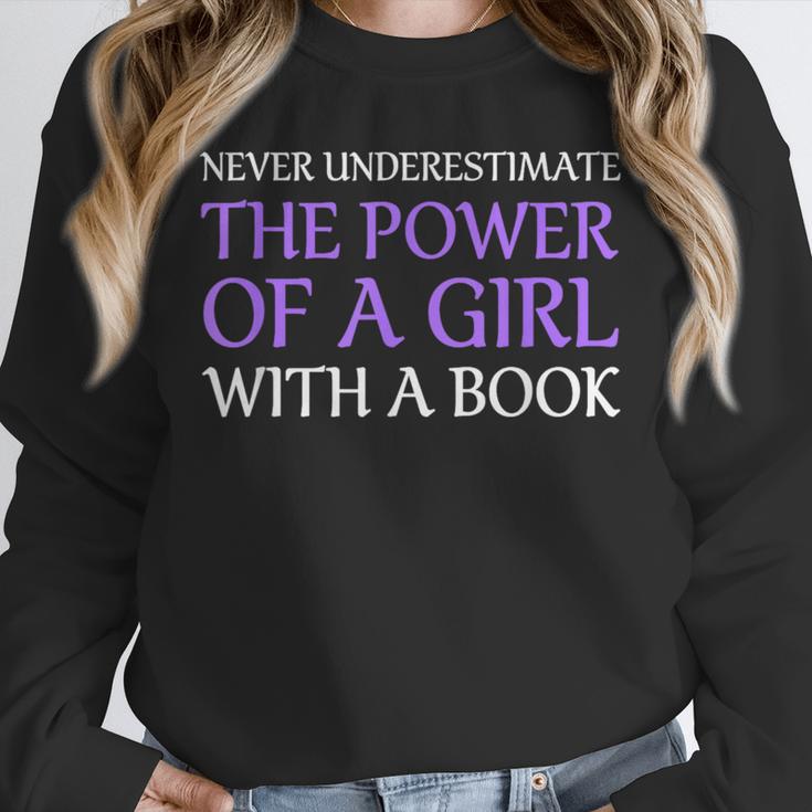 Never Underestimate Girl With A Book Women Inspiration Quote Unisex Sweatshirt