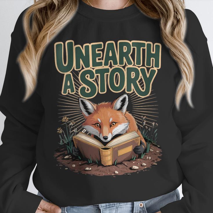 Unearth A Story Fox Reads a Book Unisex Sweatshirt Unearth A Story Fox Reads a Book Unisex Sweatshirt