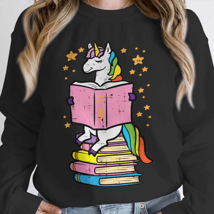 Unicorn Read Reading Book Librarian America Girls Women Unisex Sweatshirt