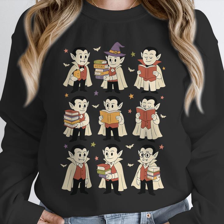 Vampire Reading Books Halloween Cute Teens Kids Unisex Sweatshirt