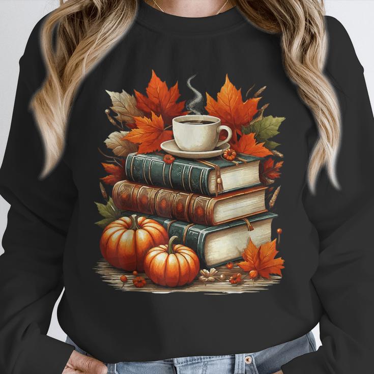 Vintage Autumn Books Coffee Pumpkin Fall Reading Unisex Sweatshirt