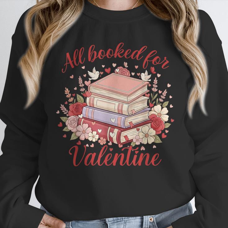 Vintage All Booked For Valentines Book Lovers Teacher Kids Unisex Sweatshirt