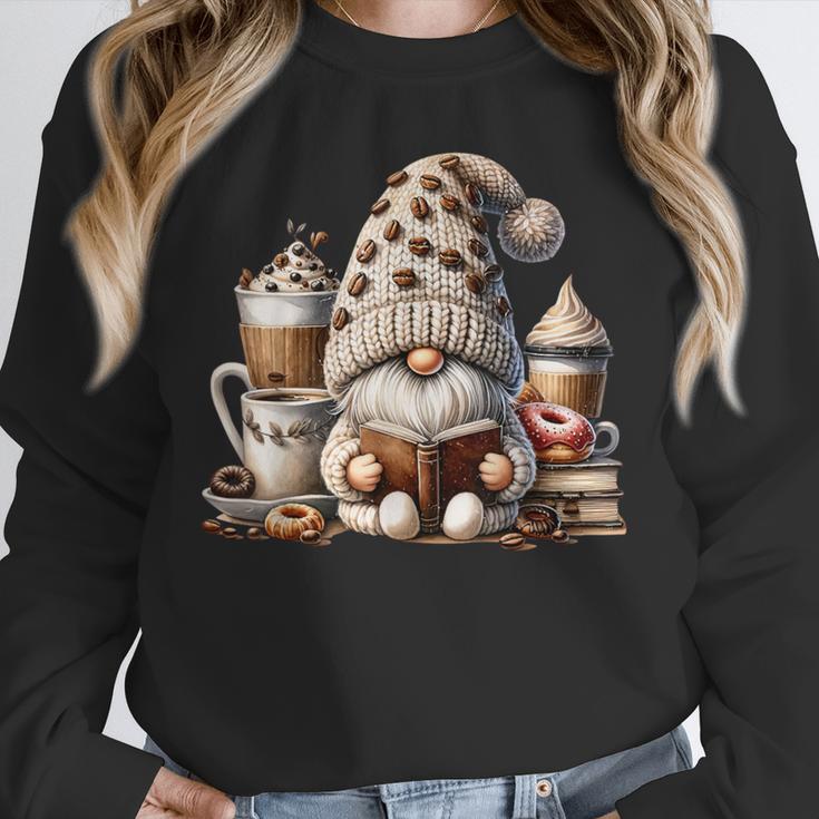 Vintage Cute Gnome Reading Book Coffee Latte Men Women Kids Unisex Sweatshirt
