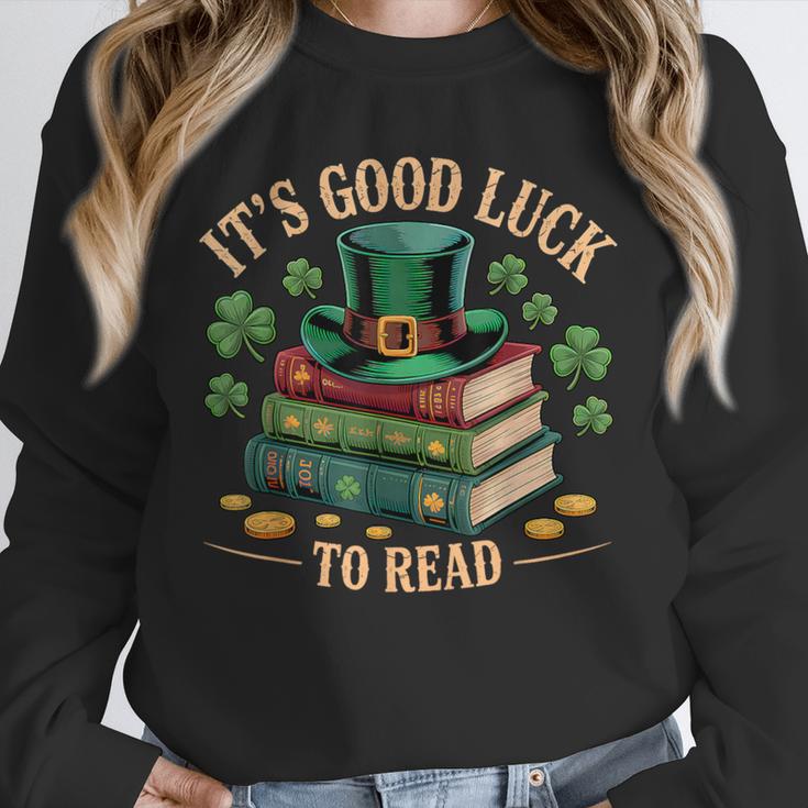 Vintage It's Good Luck To Read St Patrick's Day Book Lucky Unisex Sweatshirt
