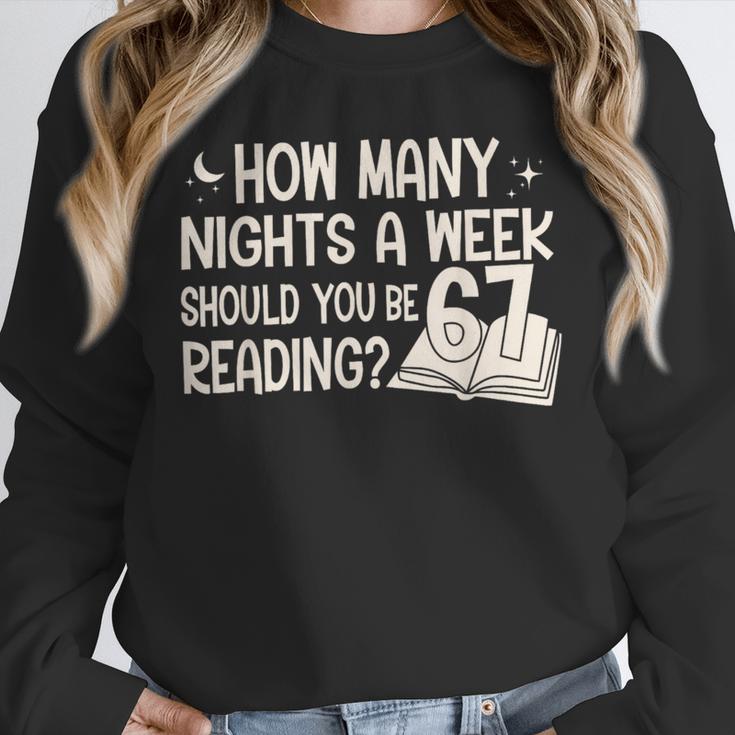 Vintage How Many Nights Reading 67 Meme Book Lover Teacher Unisex Sweatshirt