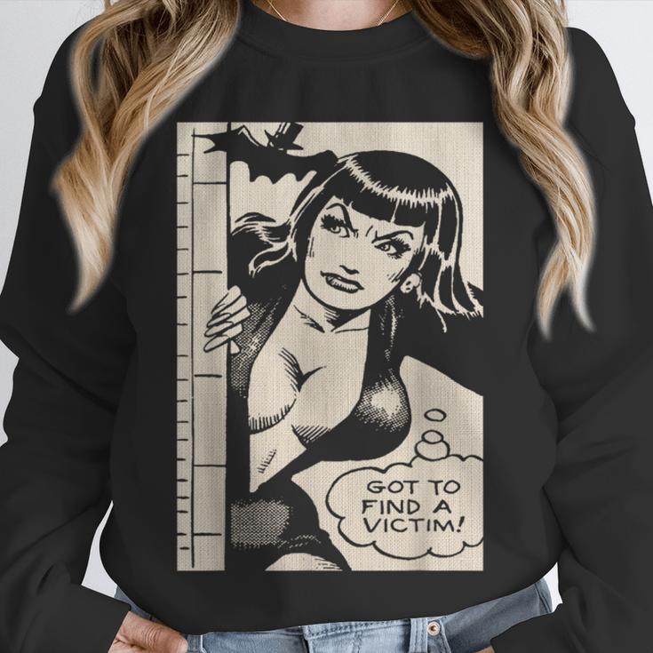 Vintage Vampire Bat Vampire Pin Up Girl Horror Comic Book Unisex Sweatshirt Vintage Vampire Bat Vampire Pin Up Girl Horror Comic Book Unisex Sweatshirt