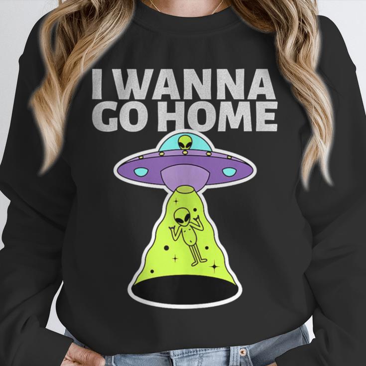 I Wanna Go Home Introvert UFO UAP Flying Saucer Trippy Alien Unisex Sweatshirt