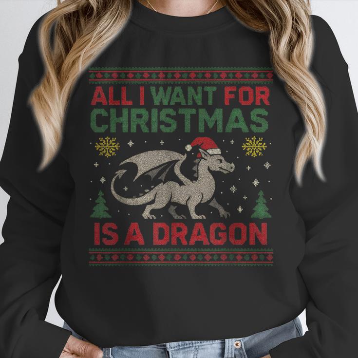 All I Want For Christmas Is A Dragon & Books Ugly Sweater Unisex Sweatshirt