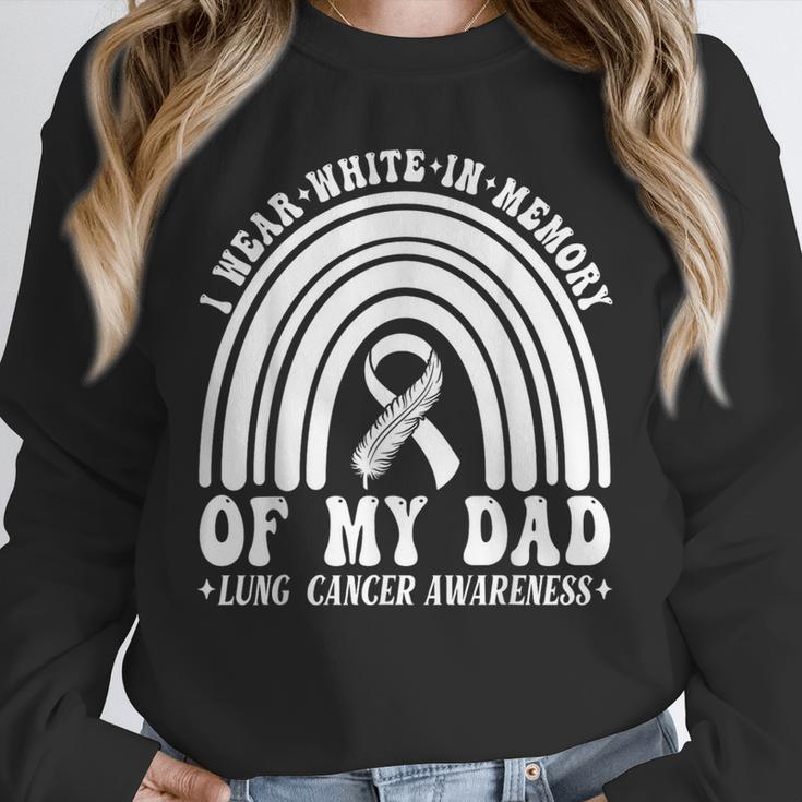 I Wear In Memory Of Dad Lung Cancer Awareness Ribbon Unisex Sweatshirt