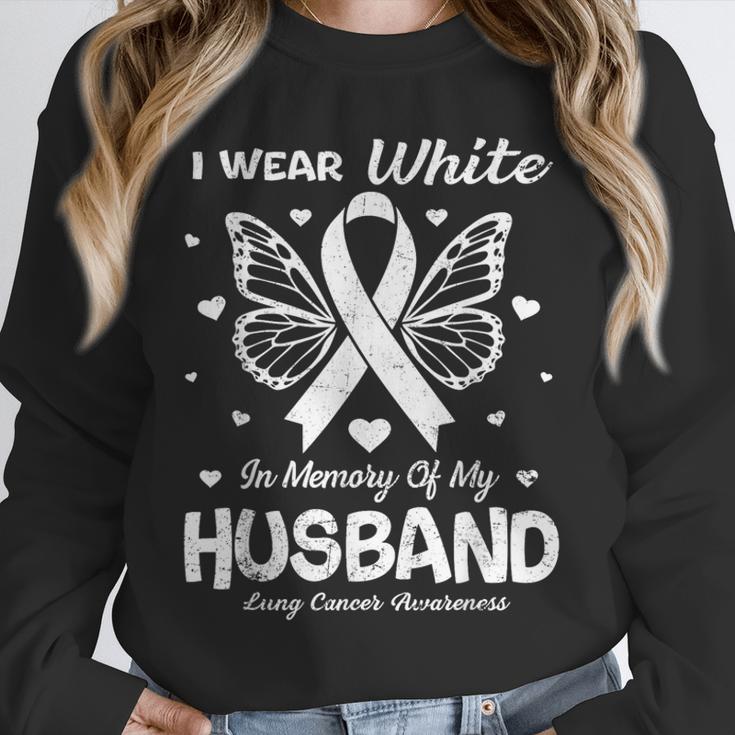 I Wear In Memory Of My Husband Lung Cancer Awareness Unisex Sweatshirt