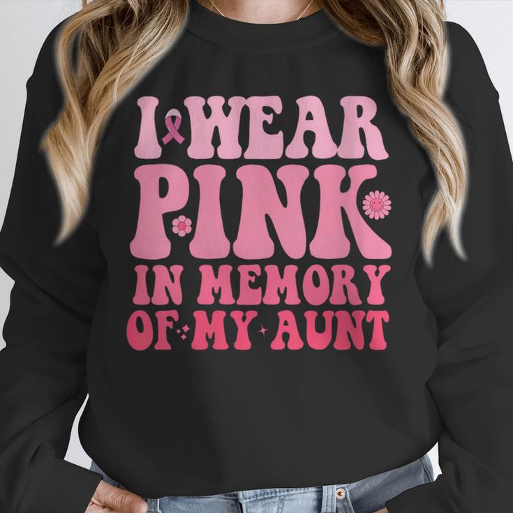 I Wear Pink In Memory Of My Aunt Breast Cancer Aunt Awarenes Unisex Sweatshirt
