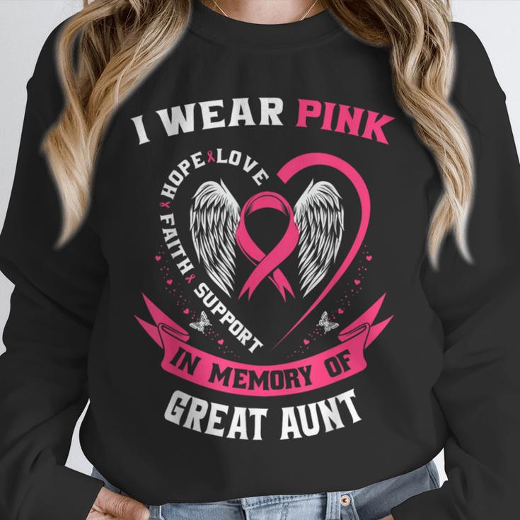 I Wear Pink In Memory Of Great Aunt Breast Cancer Shirts Tee Unisex Sweatshirt