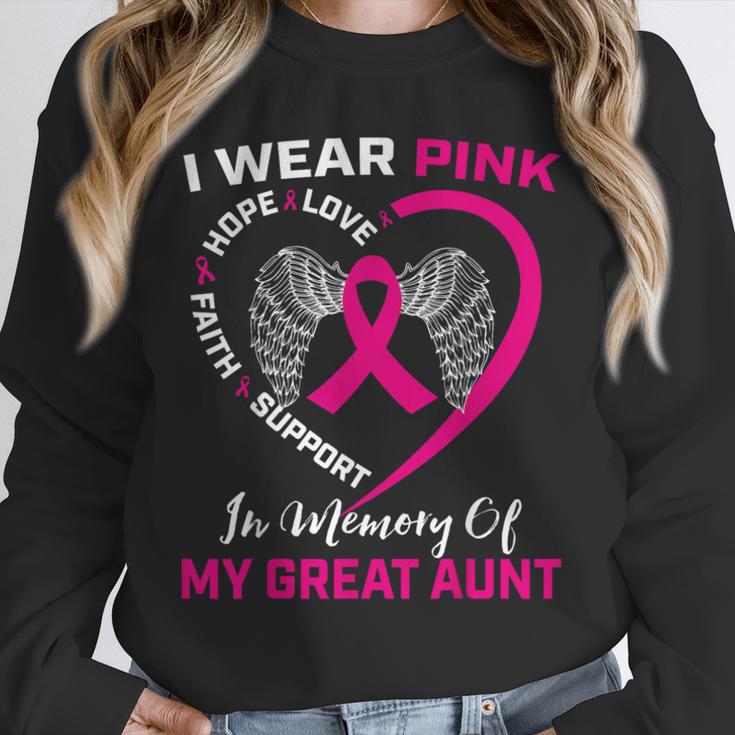 I Wear Pink In Memory Of My Great Aunt Breast Cancer Graphic Unisex Sweatshirt